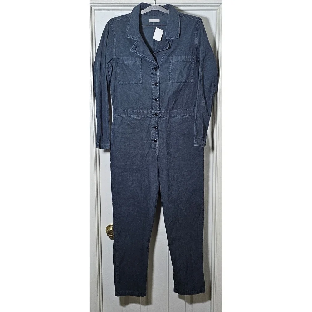 Outerknown Corduroy Jumpsuit Coveralls Size Medium‎ Blue Pockets Button Front